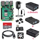 Оригинальный Raspberry Pi 4 Model B 4 ГБ 8 ГБ + чехол из АБС-пластика + вентилятор + SD-карта + блок питания + теплоотвод + видеокабель для комплекта RPI Pi4 4B