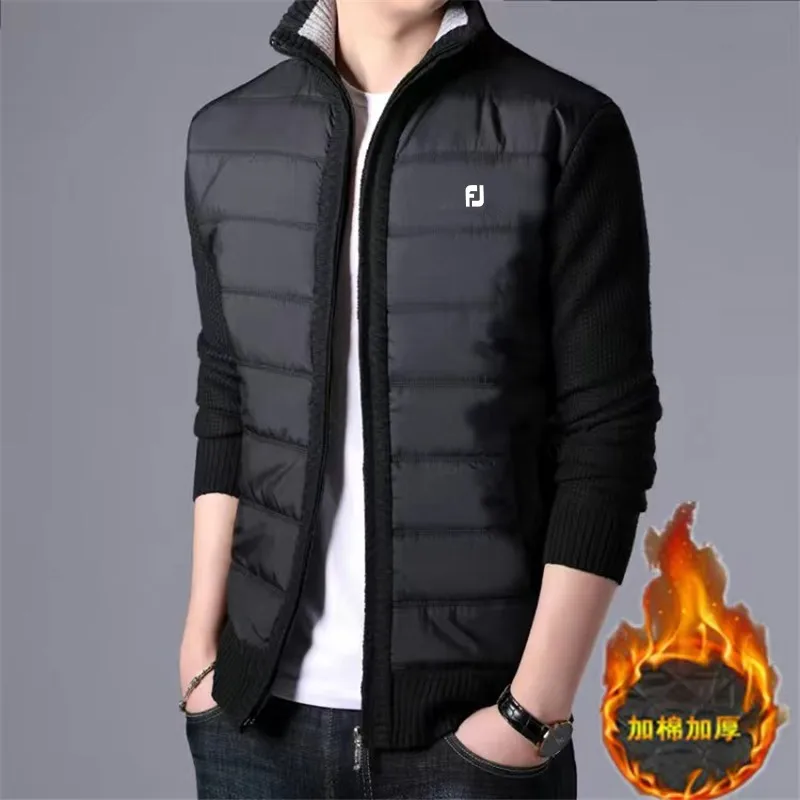Autumn Winter New Men's Golf Jackets Cardigan Zipper Villus Warm Thicken Golf Wear Man Knit High Collar Sweater Golf Clothing