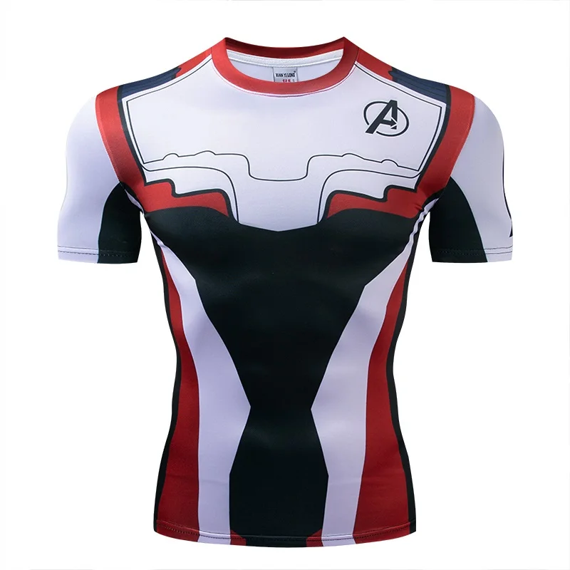 

Marvel brand original 3D printing T-shirt Men's compressed short-sleeved summer fitness top Super Hero role playing clothing