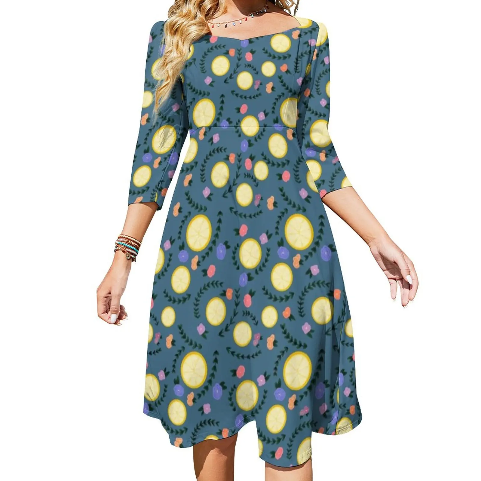 

Женское Повседневное платье с цветочным принтом, желтое платье в уличном стиле с бантом, большие размеры