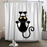 funny cute cartoon cat dog shower curtains bathroom bathtub decoration waterproof bath curtain home decor with hooks