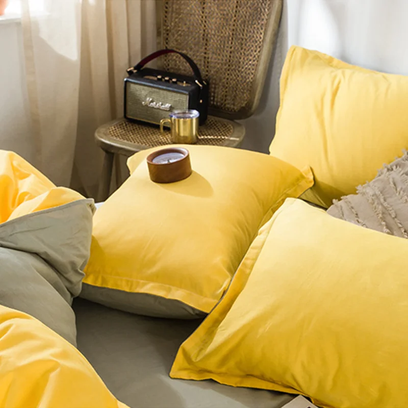 

100% Cotton Pillowcase 48*74cm Solid Color Soft Comfortable Bedding Pillowcase 2pcs Modern Simple Rectangular Cushion Cover