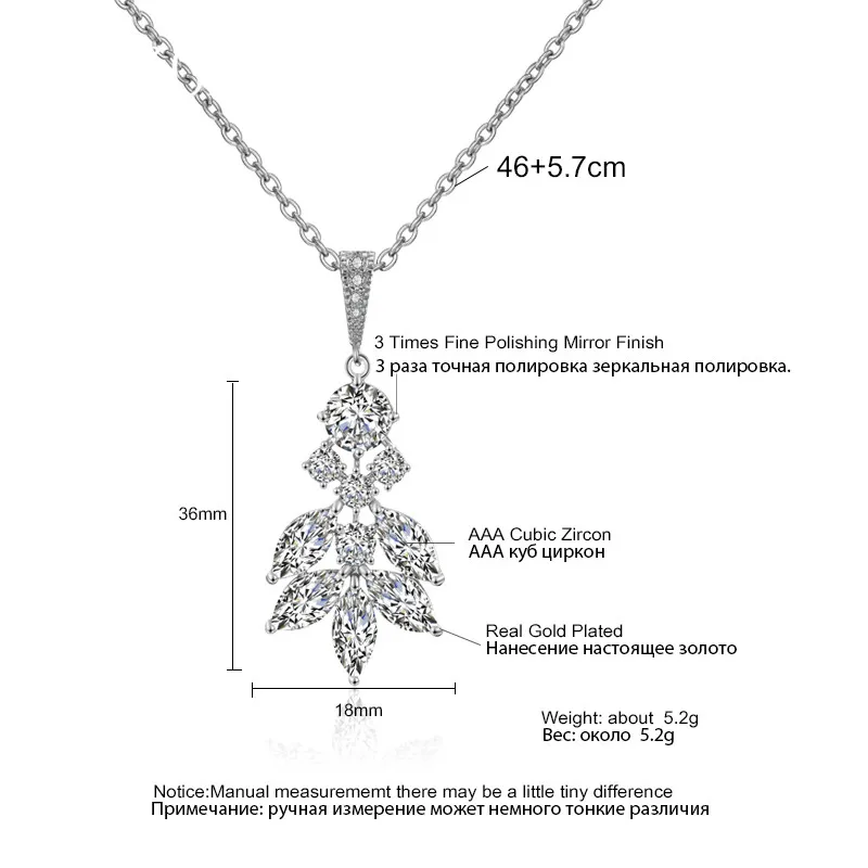 ZAKOL Fashion AAA Cubic Zirconia Leaf Chain Necklace Pendant for Women Crystal Wedding Dinner Party Custom Jewelry FSNP2089 | Украшения и