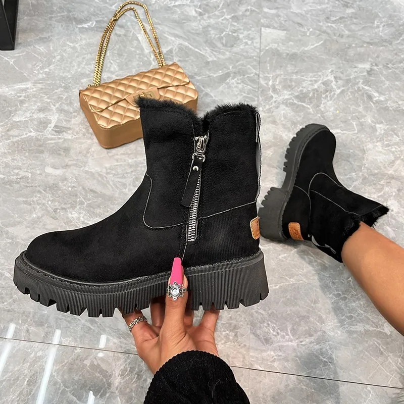 

Winter Shoes Women Ankel Boots Black Boots Goth Shoes Platform Boots Snow Booties Woman Warm Botas Fall Flat Zapatos