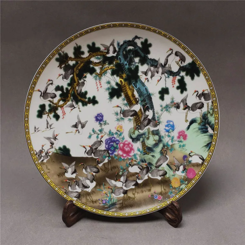 

Старинный китайский керамический s-образный журавль с красными коронами, посуда, керамическая тарелка для выпечки, наборы посуды в стиле ре...