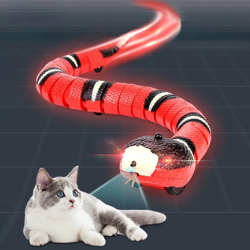 

Automatic Cat Toys Electric Sensing Snake With LED Smart Interactive Teasing Cat Toys USB Charging Pet Training Supplies