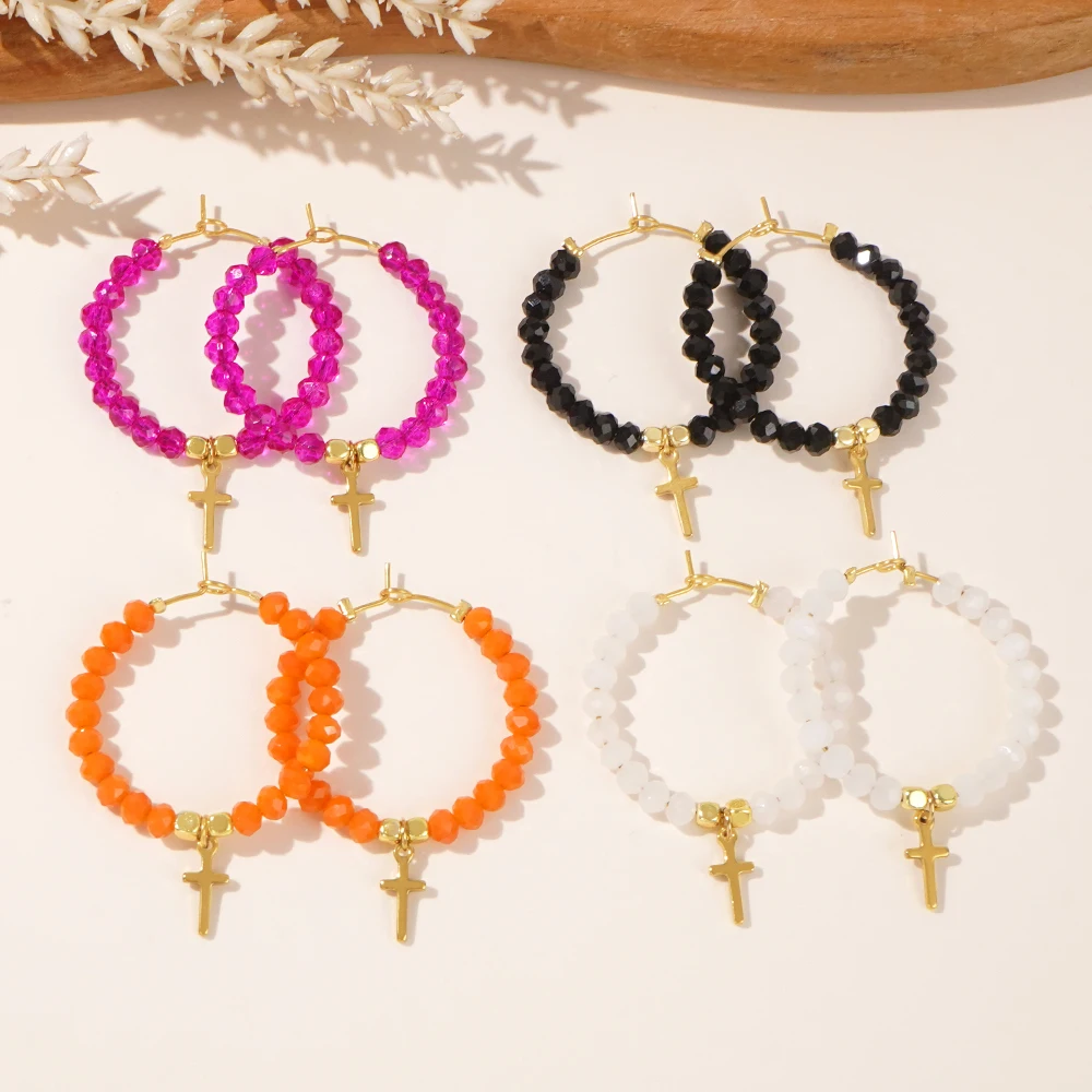 Женские серьги-кольца с искусственным жемчугом 1 пара