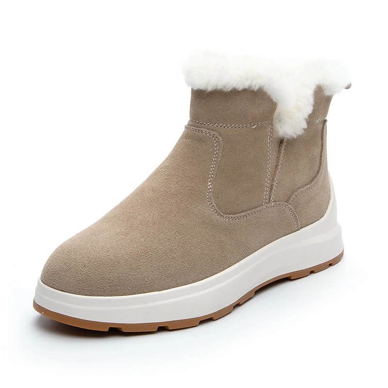 

Cow Suede Sport Boots for Women 2023 Trend Wool Furry Warm Ankle Snow Boots Female Casual Flat Shoes Ladies Comfortable Fashion
