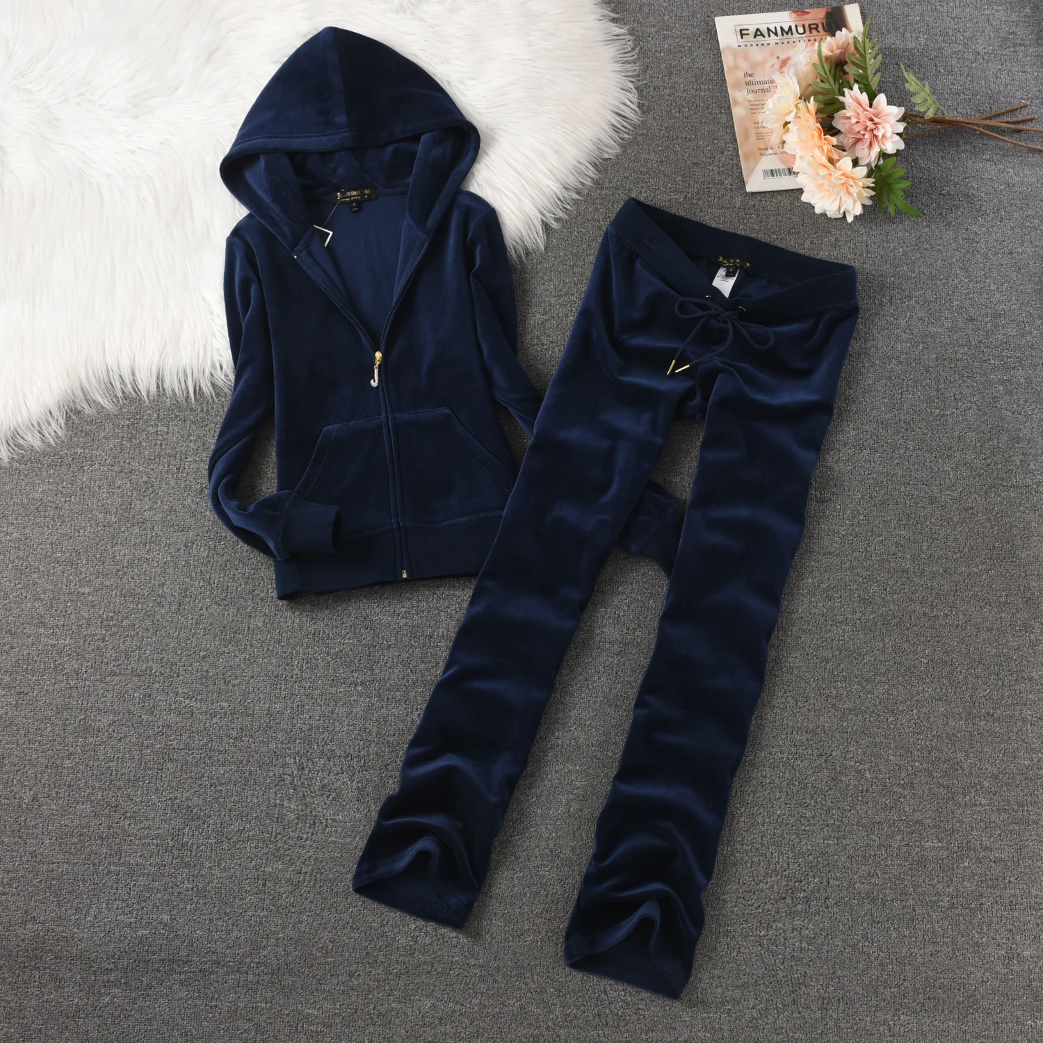 Juicy Lovers брендовые бархатные женские спортивные костюмы розовые серые синие для