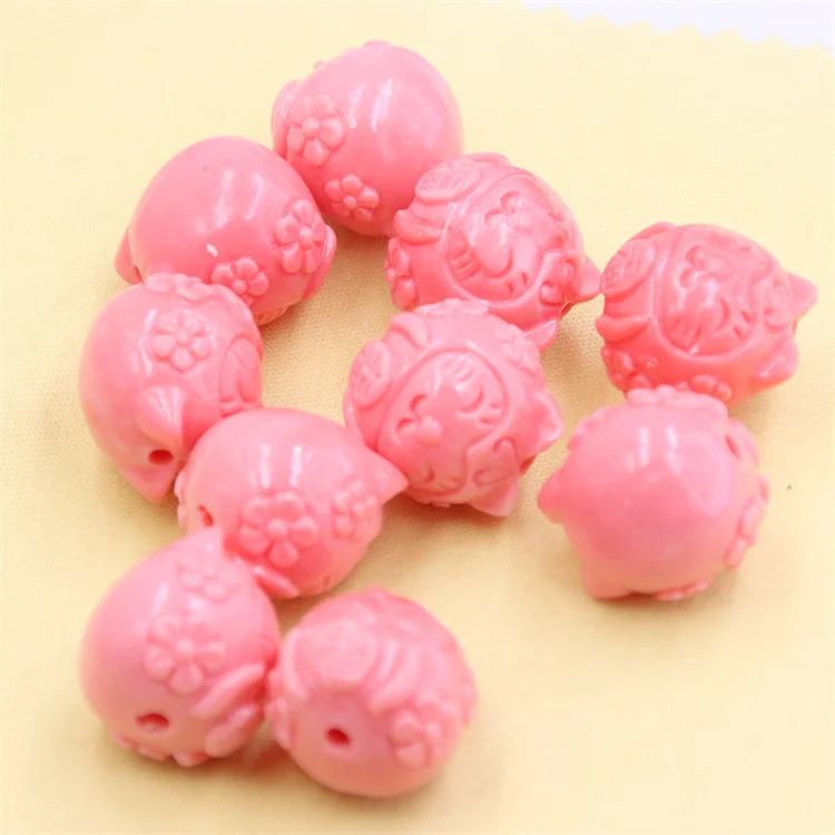 

ZFSilver Fashion Resin Big Lucky Peony Coral Pink Color Loose Beads For DIY Charm Elegant Necklaces Bracelets Earrings Jewelry