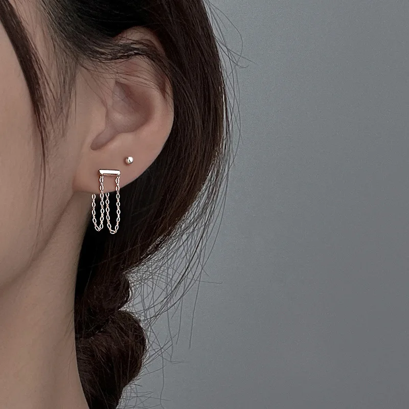 Women's Fashion Short Chain Tassel Drop Earrings Simple Style Geometric Earring Piercing Accessories Female Dangle Earring Gifts
