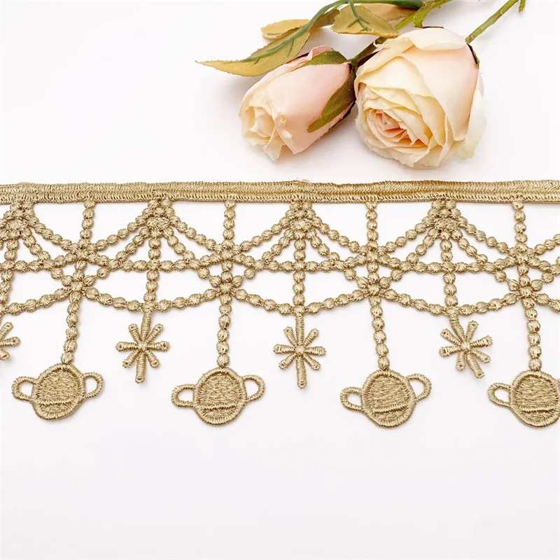 

20 ярдов белого золота, кружевная отделка, материал ткани для швейных принадлежностей V1986