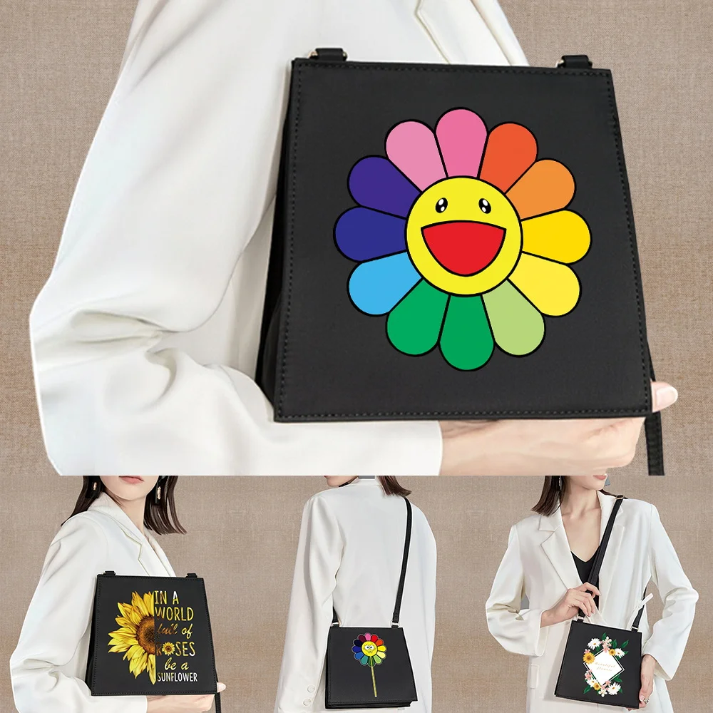 

Women Shoulder Square Bags 2023 New Style Crossbody Case Bucket Bags Commuter Fashion Messenger Handbag Daisy Series Print