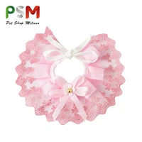 psm pet collar fashion bowknot lace collar cute lace pet collar bib lovely dog cat necklace decor collars for small dog
