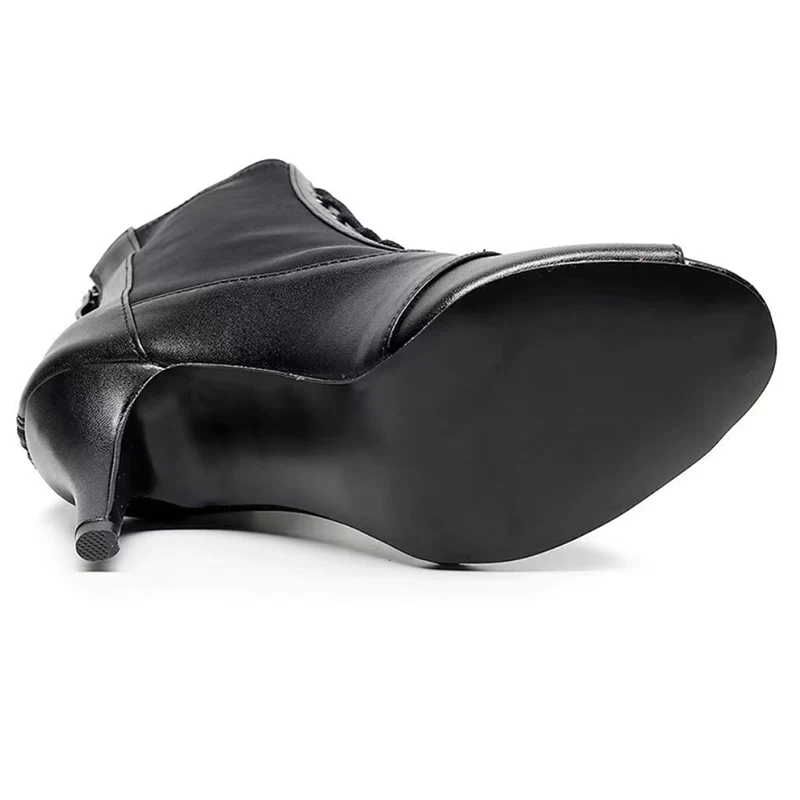Latin Dance Boots For Women Elegant Stilettos Rubber Sole Outdoors 11CM High Heels Ballroom Dancing Salsa Shoes For Ladies HROYL