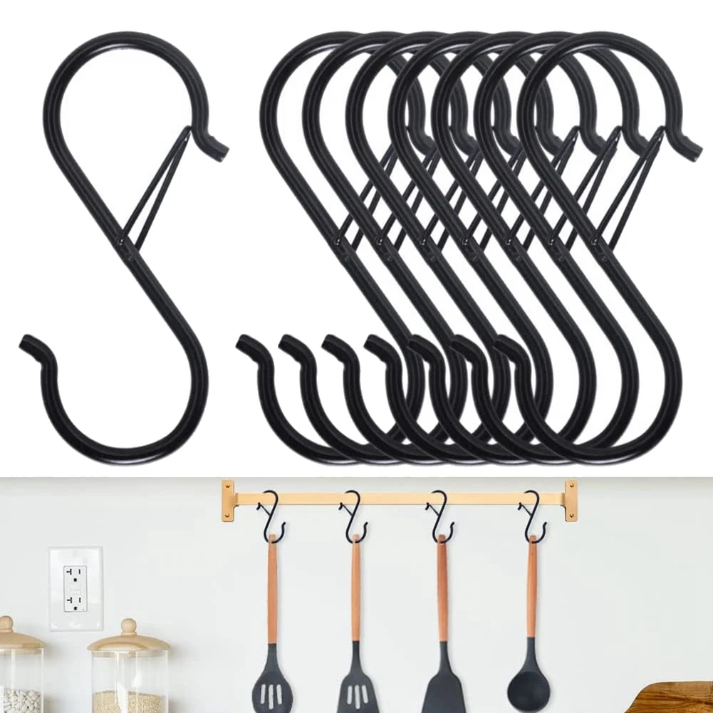

12PCS S Hooks for Hanging - S Shaped Hooks for Kitchen Utensil and Closet Rod - Black S Hooks for Hanging Plants,Pots