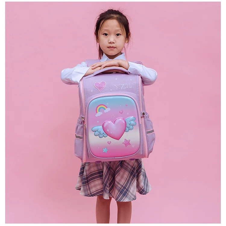 Cute Primary Girls Students Rainbow Heart Schoolbags New Children Princess Cartoon Fashion Large Capacity Backpacks Hot