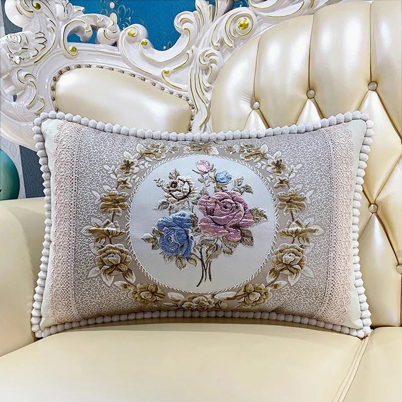 

Sofa Pillow Cushion Cover Bedside Backrest Lumbar Pillow Cushion Sheath Detachable Washable Exquisite Fluffy Edge Pillowcase