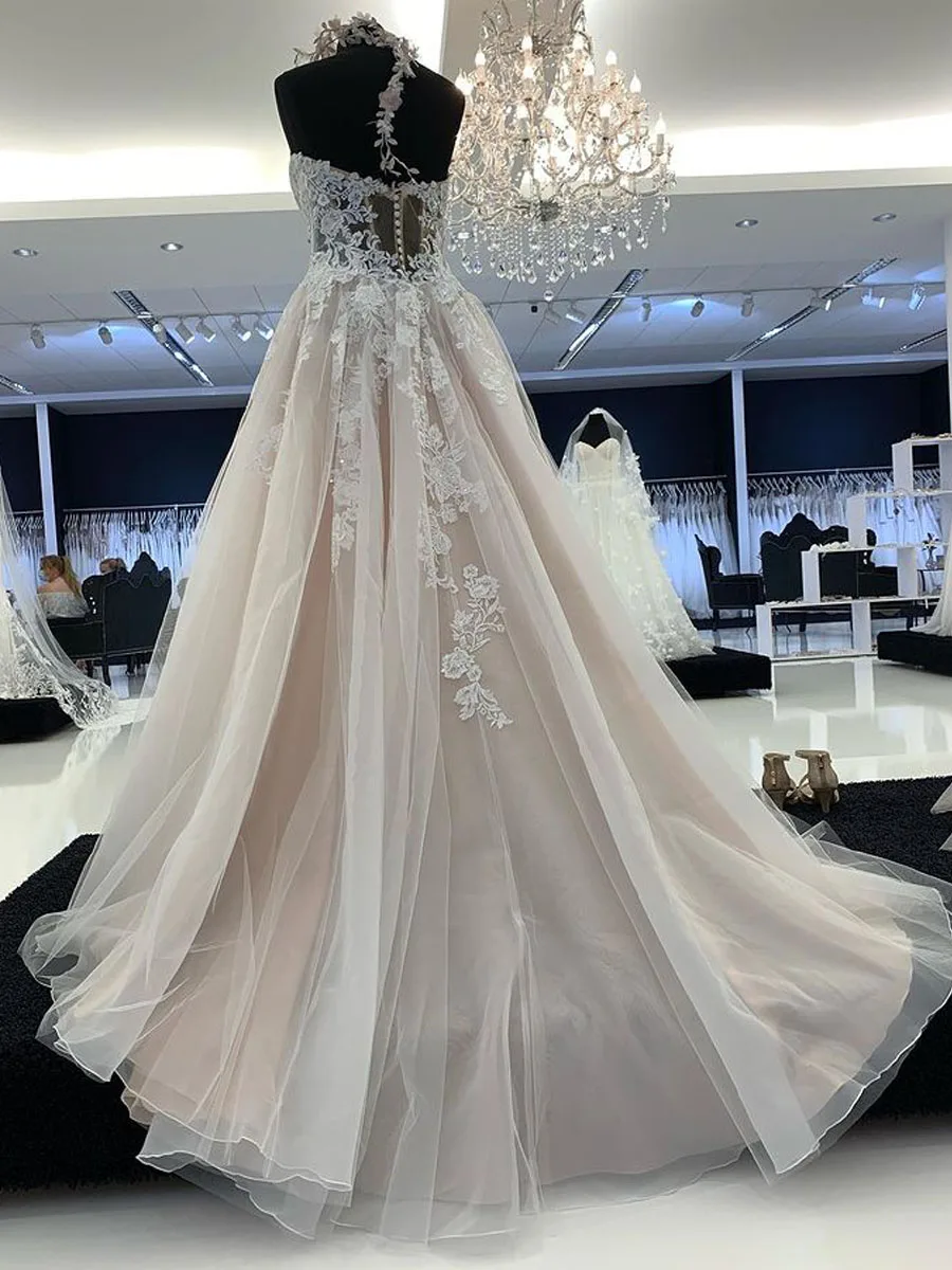 

Женское свадебное платье без бретелек, ТРАПЕЦИЕВИДНОЕ ПЛАТЬЕ С кружевной аппликацией, 3D цветочными рукавами-крылышками и открытой спиной, свадебное платье со шлейфом, 2022