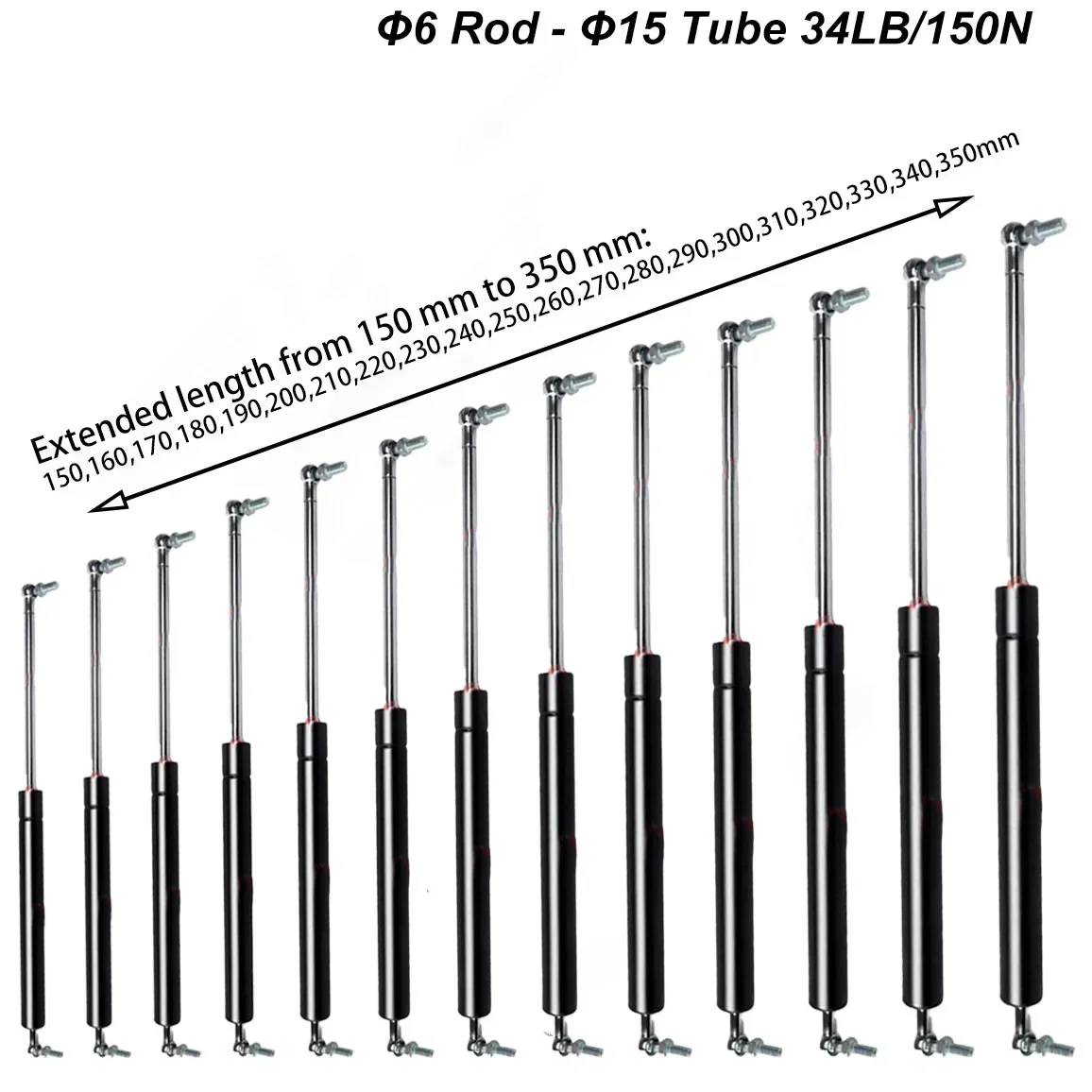 

1 шт., универсальные газовые стойки 150 Н/34 фунта, 350-мм