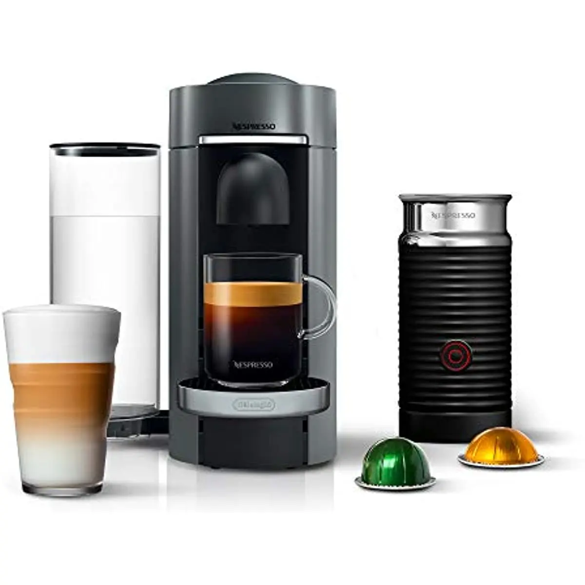 

Кофемашина Nespresso VertuoPlus Deluxe от De'Longhi со вспенивателем молока, Titan