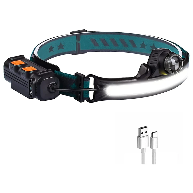 

Headlight Flashlight,270° Wide Beam LED Headlight 1000 Lumens Rechargeable Headlight With 6 Modes&Motion Sensor