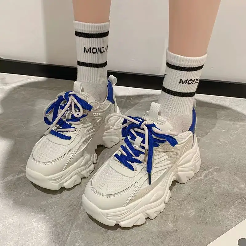 

Кроссовки женские сетчатые на платформе, модная повседневная дизайнерская спортивная обувь, однотонные, лето-осень 2023