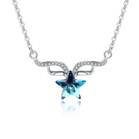 womens collarbone chain blue green five pointed star crystal pendant sleeve elegant temperament model