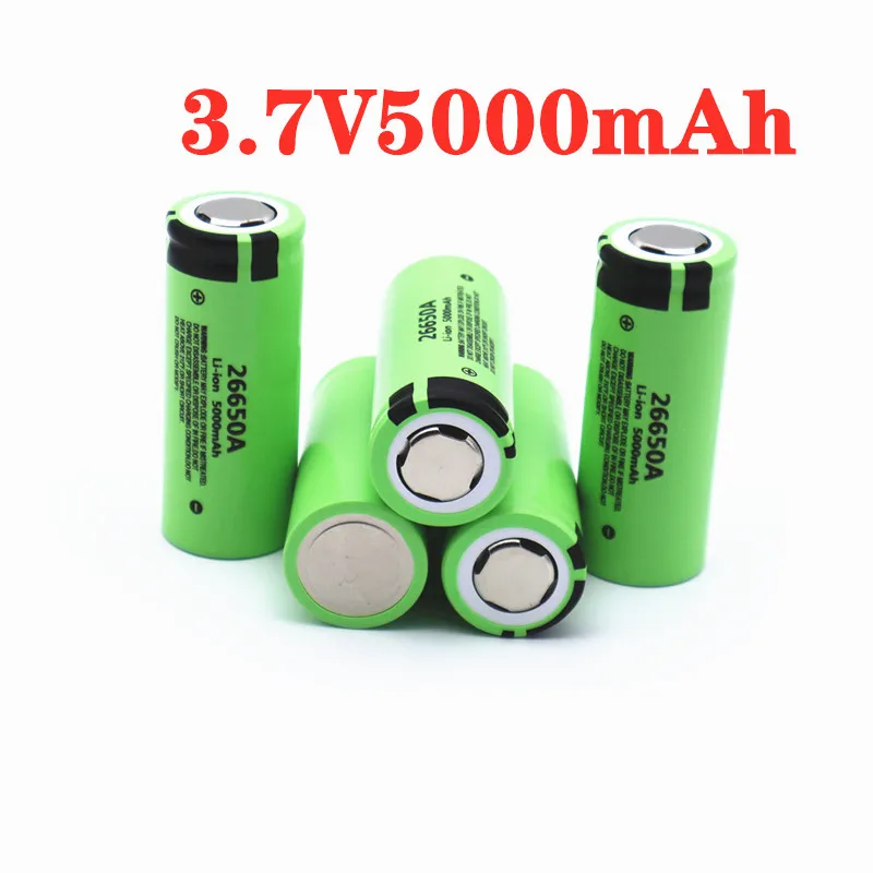 

2022 NEW 100% Original 26650A 3.7V 5000mAh High Capacity 26650 Li-ion Pointed Rechargeable Batteries Suitable for flashlight