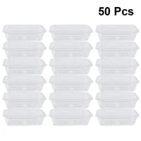 50pcs transparent fruit carry out boxes disposable salad meal packing box lunch box containers food storage box take out