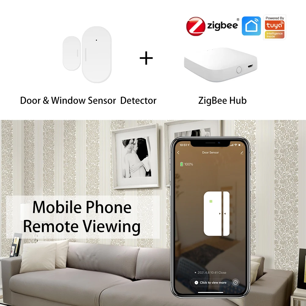 ZigBee Door And Window Sensor Gate Switch Open Closed Detectors Alarm Magnetic Alert Wireless Alexa Google Home Tuya Smart Life enlarge
