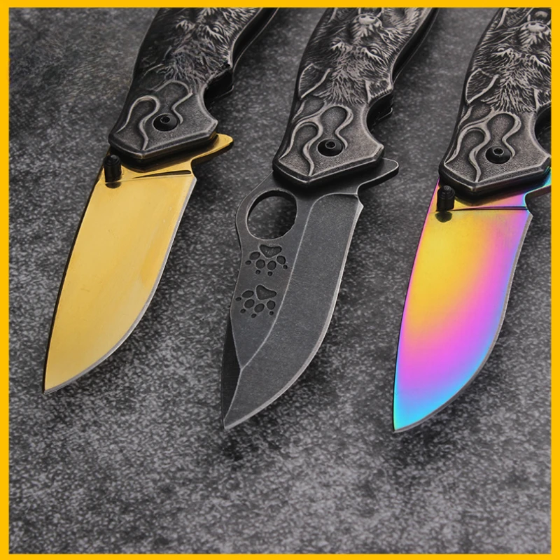 

5cr17mov Stainless Steel Wilderness Survival Tactics Folding Blade Sharp Self Defense Weapon Military Knife Fruit Peeling Tool