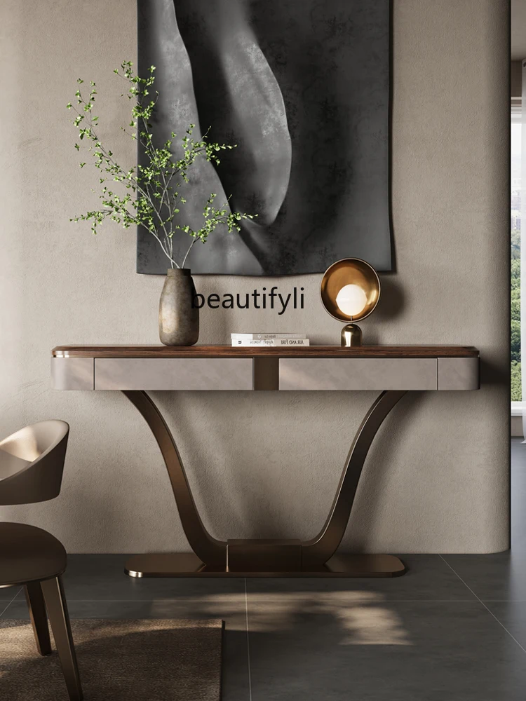 Современный роскошный шкаф для прихожей из черного ореха цельной древесины в