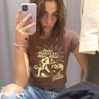 Женская Винтажная футболка с коротким рукавом, круглым вырезом и графическим принтом