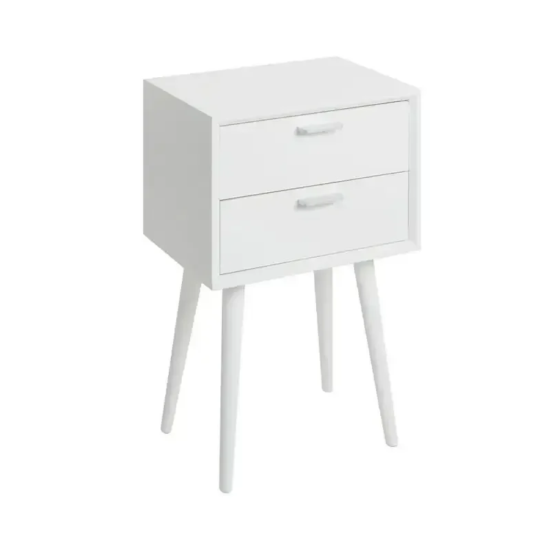 

Olsen Mid Century Modern Two Drawer Side Table, White , Living Room Furniture, Simple and Modern