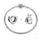 Подвеска-Шарм MC с сердцем + ангелом, бусины для женщин, подходят для модных браслетов, Изящные Ювелирные изделия, подарки для любимых