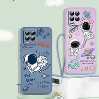 cartoon astronaut cute phone case for oppo find x5 x3 lite f21 a94 a93 a77 a76 a74 a72 a57 a53s a16 a9 a5 5g liquid rope