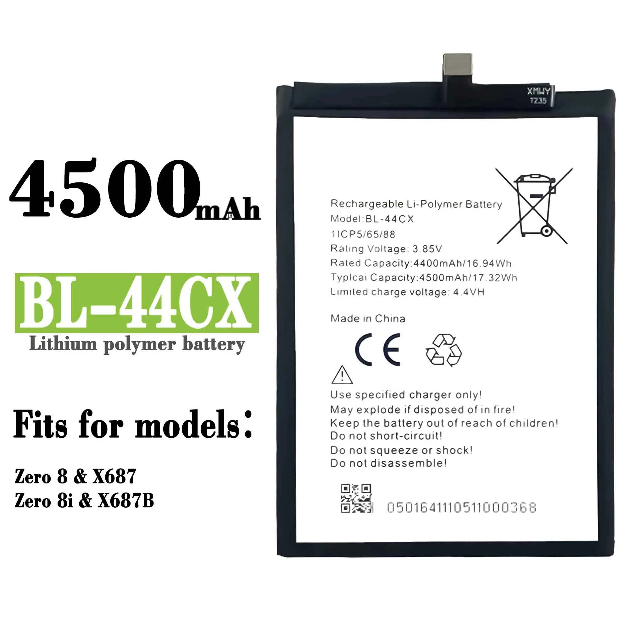 compatible for infinix x687zero 8ce9 bl44cx 4500mah phone battery series free global shipping