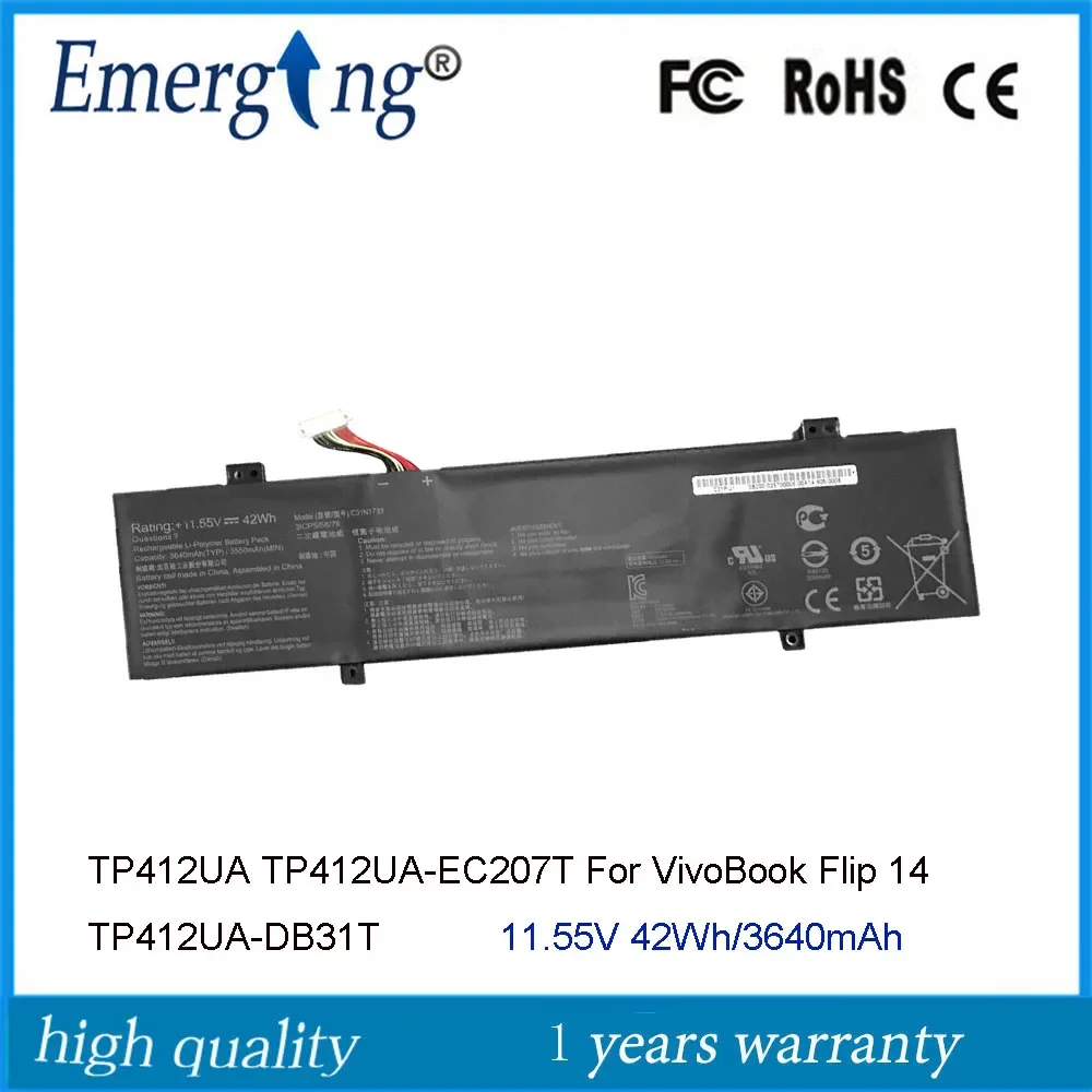 11 55 V 42Wh C31N1733 Аккумулятор для ноутбука ASUS VivoBook Flip 14 0B200-02970000 TP412UA TP412UA-EC207T3ICP5/58/78