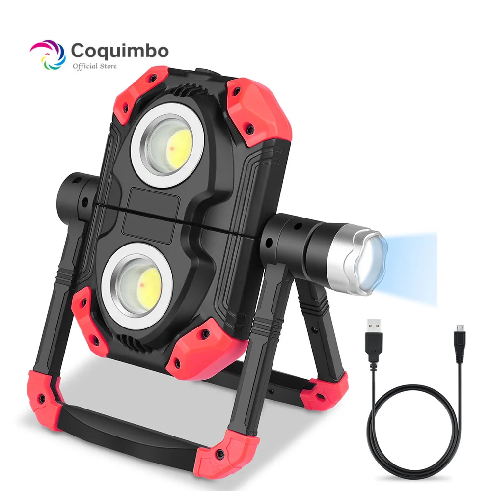 

4400Mah Battery Spotlight 5 Modes LED Work Light With Magnetic Power Bank Powerful Rechargeable Lamp Portable Lantern Camping