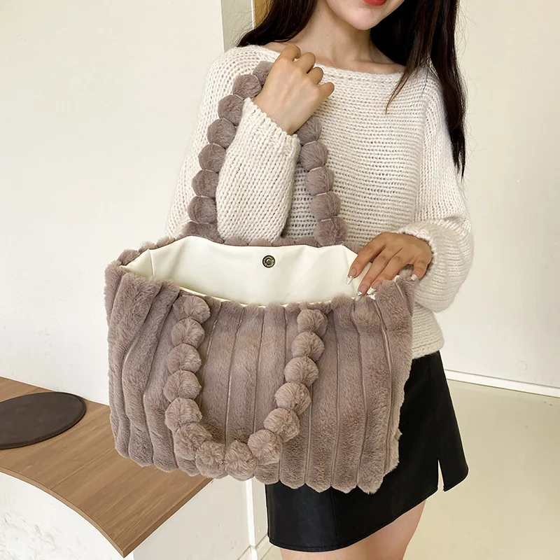 Сумка-тоут в стиле ретро модная сумочка большой вместимости простой плюшевый