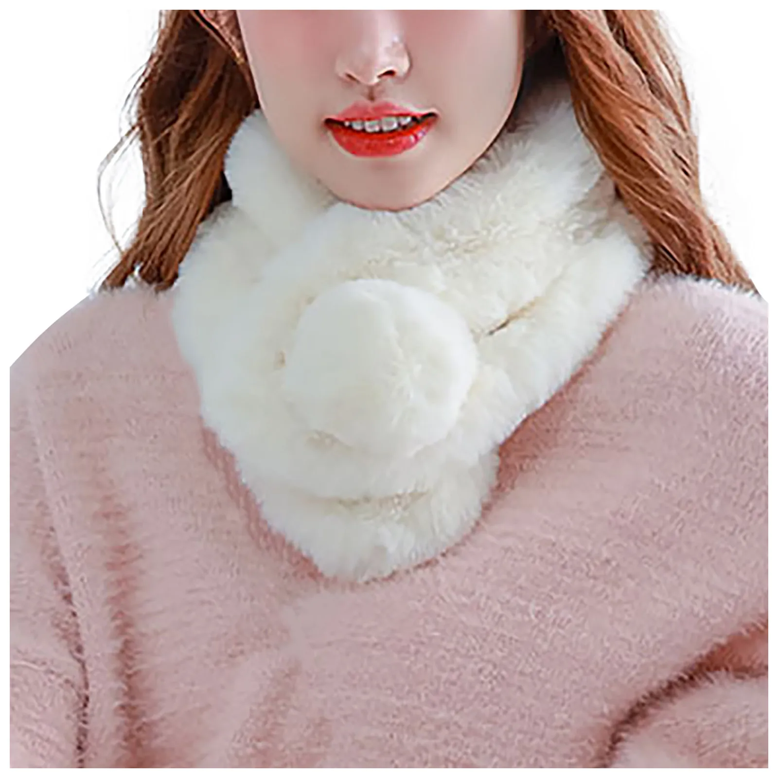 

Женский плюшевый шарф, милый и мягкий однотонный теплый шарф, корейский Зимний женский шарф из искусственного кроличьего меха, мягкие плюшевые шарфы-Снуды