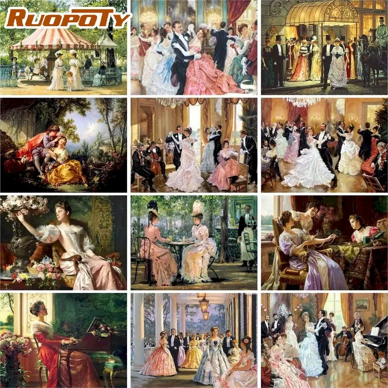 

RUOPOTY Painting By Numbers Figure Woman HandPainted Dancing Party On Canvas Pictures By Number Home Decoration Diy Gift