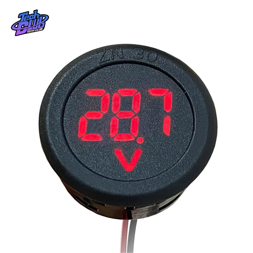 

DC 4-100V LED Digital Display Circular Two-wire Voltmeter Digital Voltmeter Head Display Reverse for Motor Vehicle Accessories