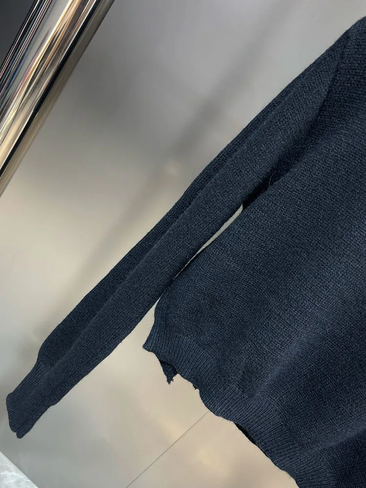 Женский трикотажный пуловер DEAT Однотонный свитер с круглым вырезом и длинными