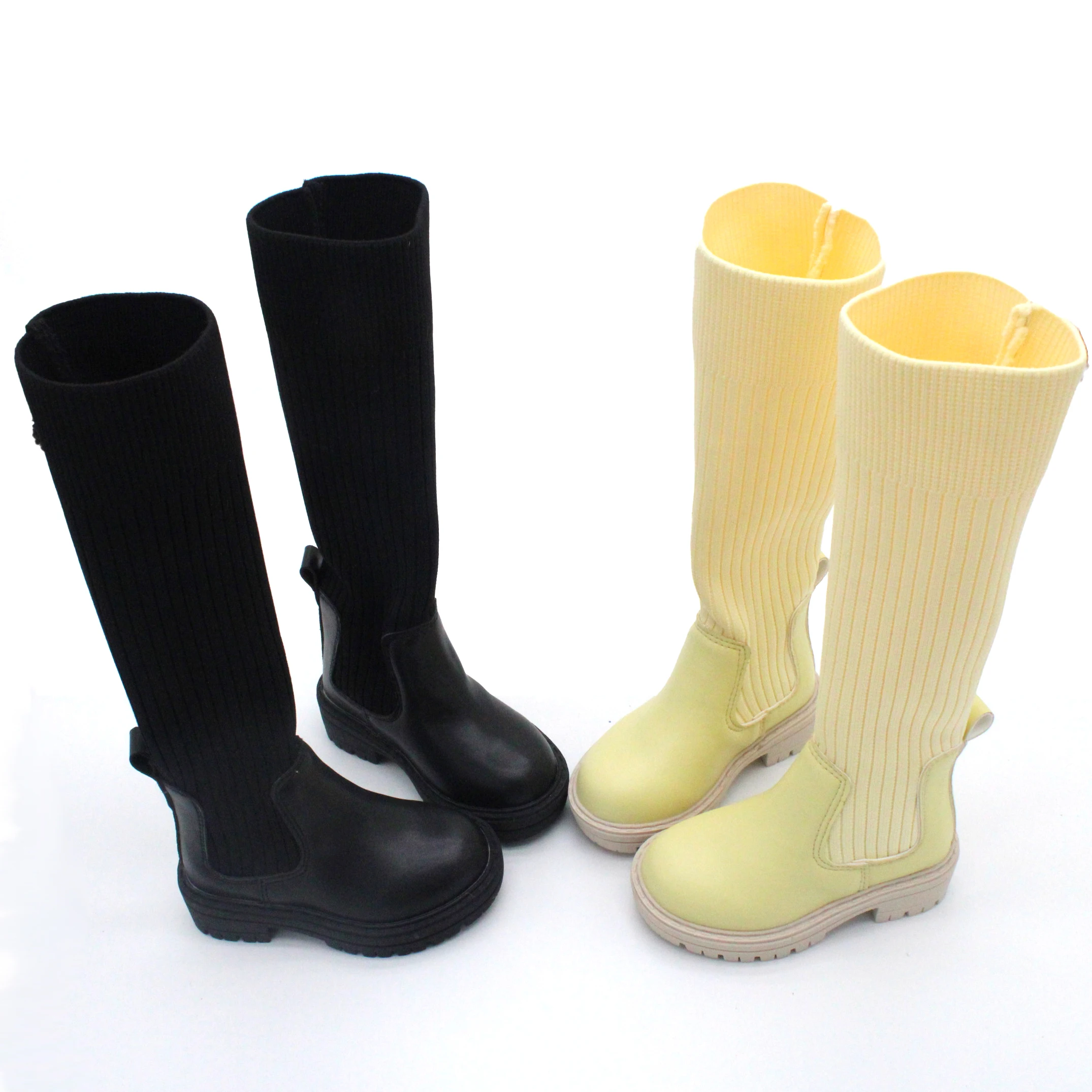 Autumn and winter 2022 new knitted high tube thick bottom warm baby girl shoes children's boots