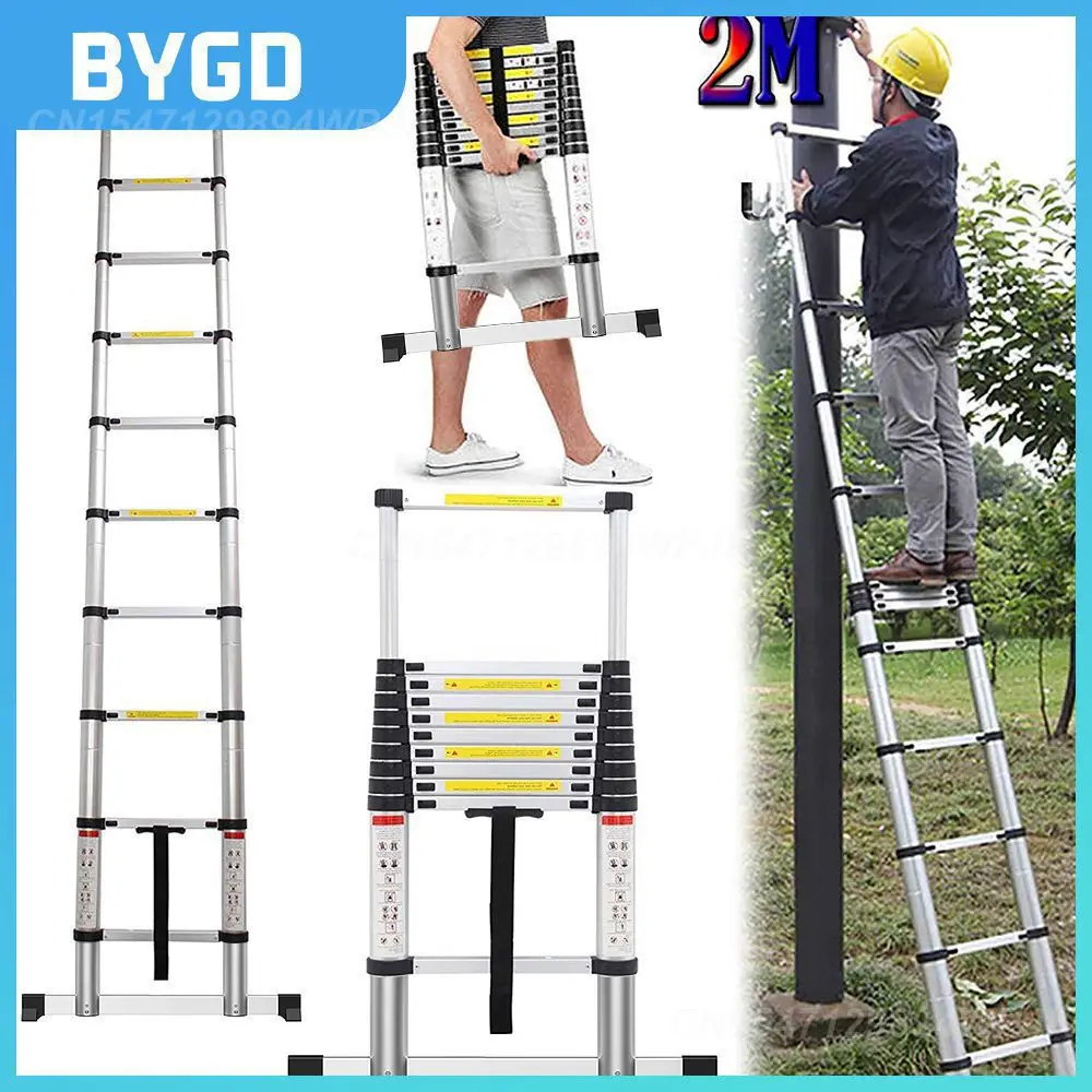 

2m Portable Telescopic Aluminum Ladder Folding Telescopic Ladder Household Ladder Multifunctional Straight Ladders HWC