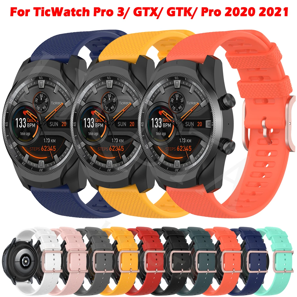 

Силиконовый браслет для часов TicWatch Pro 3 ProX, ремешок для умных часов, спортивный ремешок для наручных часов для TicWatch Pro 2020 2021/GTX