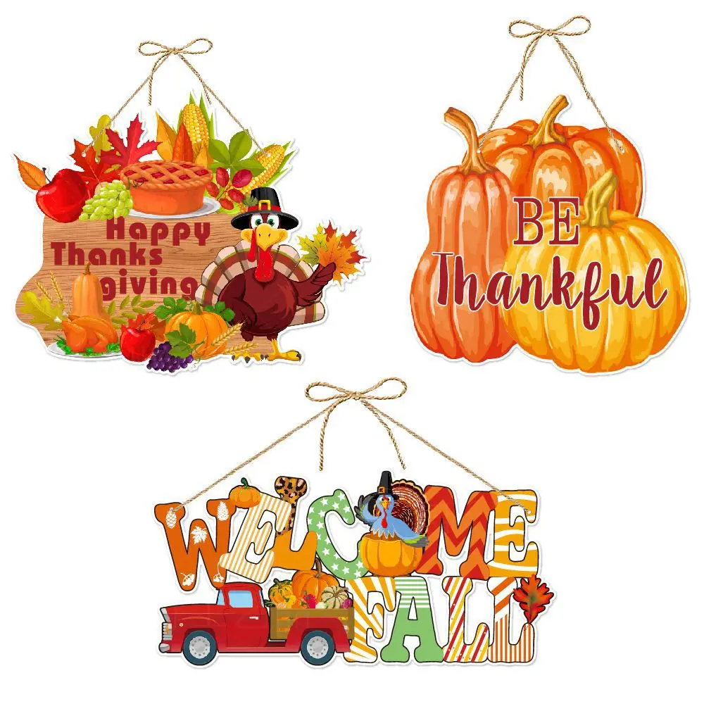 

Thanksgiving Day Decorative Door Hanging Pendent Autumn Harvest Festival Party Welcome Fall Maple Leaf Pumpkin Door Hanger