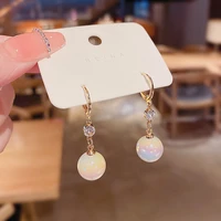 charmsmic round imitation pearl ball dangle earrings for women girls low profile design korean japan style ear jewelry wholesale